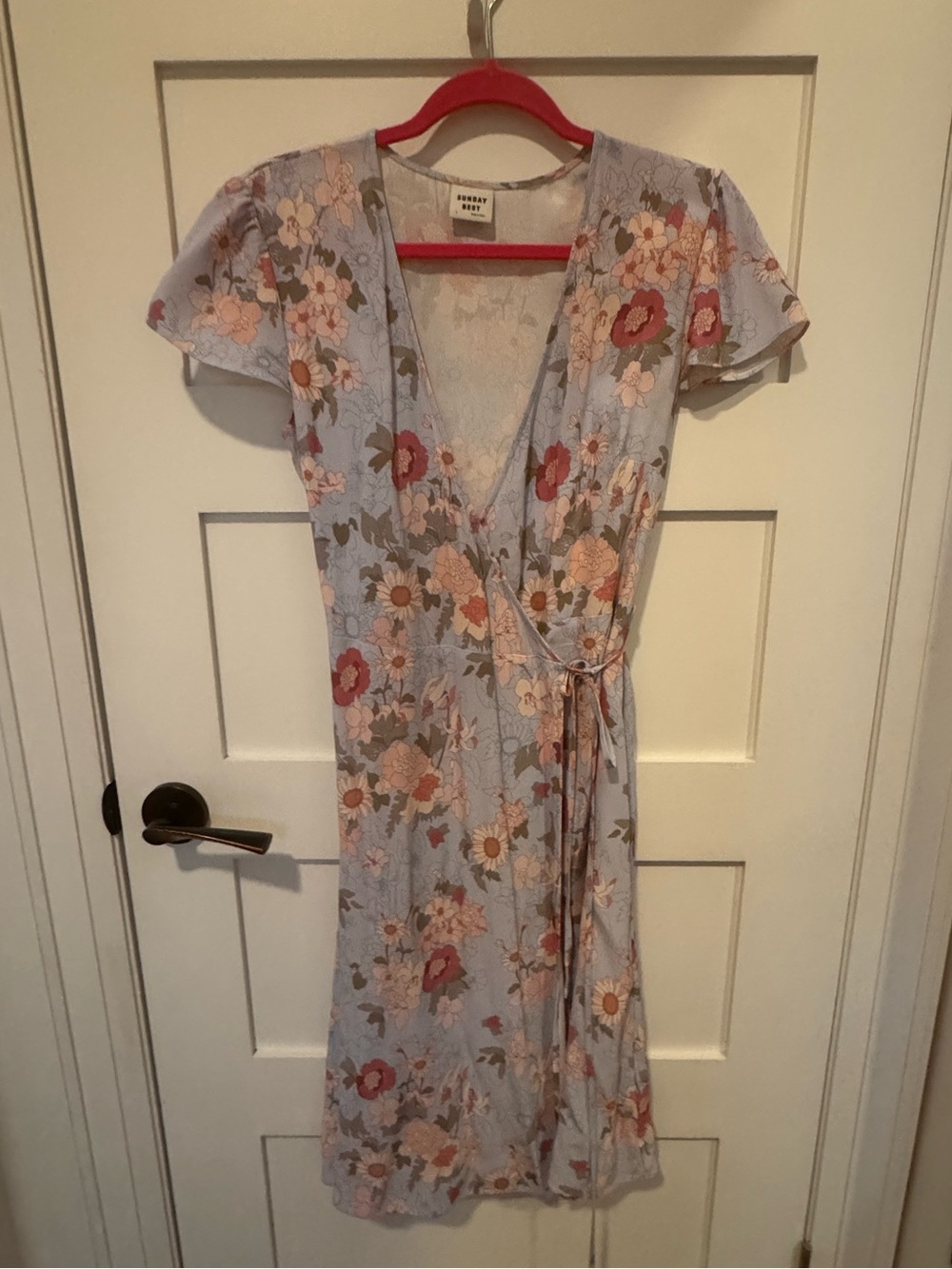 Sunday Best Floral Wrap Dress in soft blue
